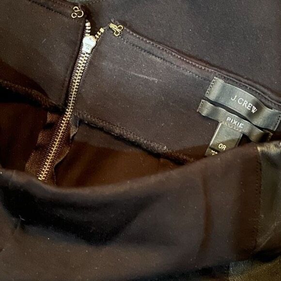 J. Crew Pixie Stretch Ponte Leather Trim Black Ankle Leggings Size 0 - Picture 4 of 4